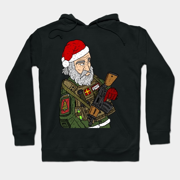 a tactical santa design. military Christmas. Hoodie by JJadx